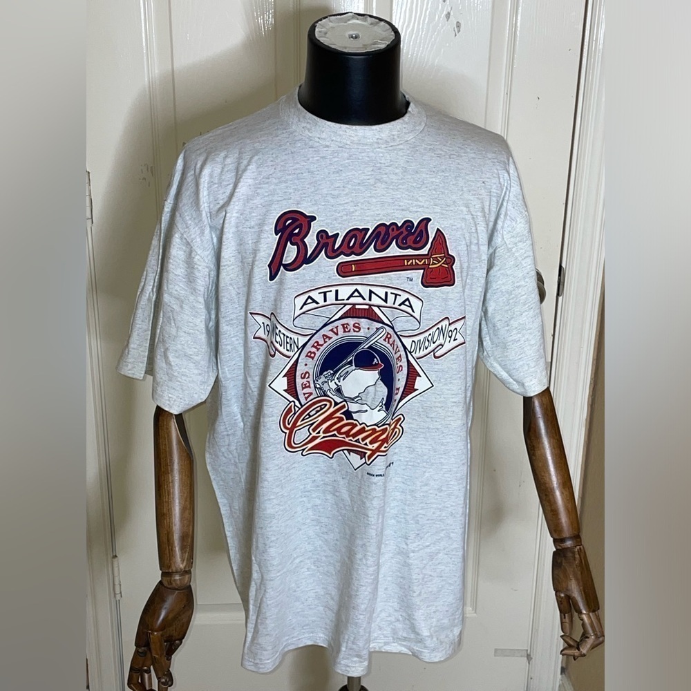 Vintage NWT 1992 Atlanta Braves Western Division Champs T-Shirt Men's Size XL - Picture 1 of 10